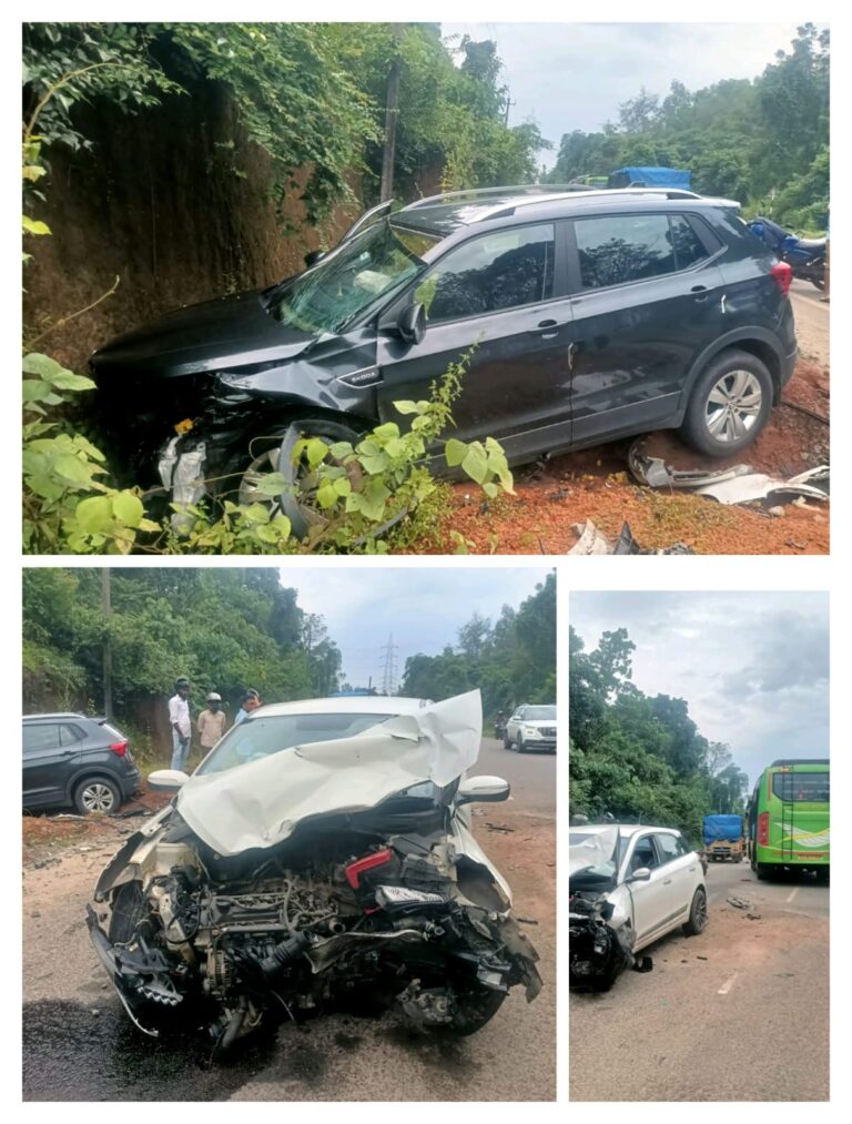 ಹೊಂಡ ತಪ್ಪಿಸಲು ಹೋಗಿ ಕಾರುಗಳ ನಡುವೆ ಅಪಘಾತ:ಗುರುವಾಯನಕೆರೆ ಶಕ್ತಿನಗರದಲ್ಲಿ ಘಟನೆ:ಎರಡೂ ಕಾರುಗಳು ಜಖಂ