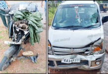 ಧರ್ಮಸ್ಥಳ: ಕಾರು-ಬೈಕ್ ನಡುವೆ ಅಪಘಾತ