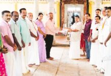 ಶಿಬಾಜೆ: ಮೊಂಟೆತ್ತಡ್ಕ ಶ್ರೀ ದುರ್ಗಾಪರಾಮೇಶ್ವರಿ ದೇವಸ್ಥಾನದ ರಾಜಾಂಗಣಕ್ಕೆ ಧರ್ಮಸ್ಥಳ ಕ್ಷೇತ್ರದಿಂದ 5 ಲಕ್ಷ ದೇಣಿಗೆ