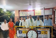 ಸೌತಡ್ಕ: ಶ್ರೀ ಮಹಾಗಣಪತಿ ದೇವಸ್ಥಾನಕ್ಕೆ ಎಲ್.ಐ.ಸಿಯಿಂದ ಬೃಹತ್ ಗಡಿಯಾರ, ತಡೆಗೇಟು ಕೊಡುಗೆ